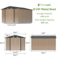 thumbnail image 7 of Patiowell 8' x 10' Outdoor Metal Storage Shed with Double Lockable Doors, for Backyard Garden Patio Lawn, Brown, 7 of 7