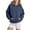 Navy, variant on Fgnfyis Women's Solid Basic Letter Loose Hoodie Long Sleeve with Pocket Drop Shoulder Pullover Top for Casual Comfortable Wear Blue M