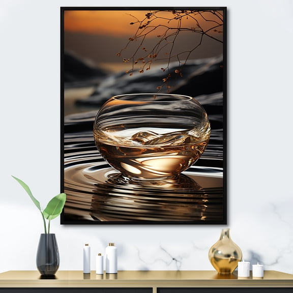 Designart "Harmonious Bronze Vase Brilliance" Abstract Still Lifes Floater Framed Wall Art Prints