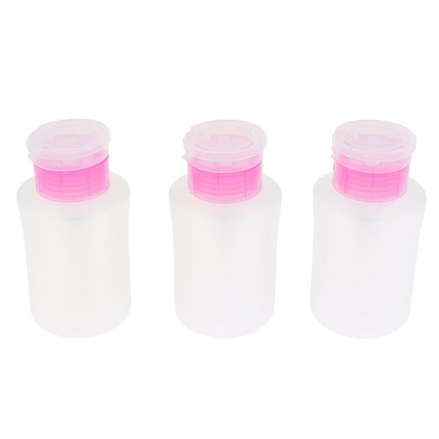 HILABEE 3pcs 180ml Empty Pump Bottles for Nail Remover,Alcohol,Makeup Remover Pink