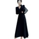 thumbnail image 1 of Vestido Midi de punto de manga larga con cuello en V, suéter de Color sólido de cintura alta, fiesta de vacaciones, ropa de invierno y otoño, disfraz negro M Inevent AP008203-04, 1 of 7