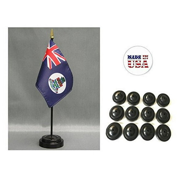 Box of 12 Cayman Islands 4"x6" Miniature Desk & Table Flags Includes 12 Flag Stands & 12 Cayman Small Mini Stick Flags