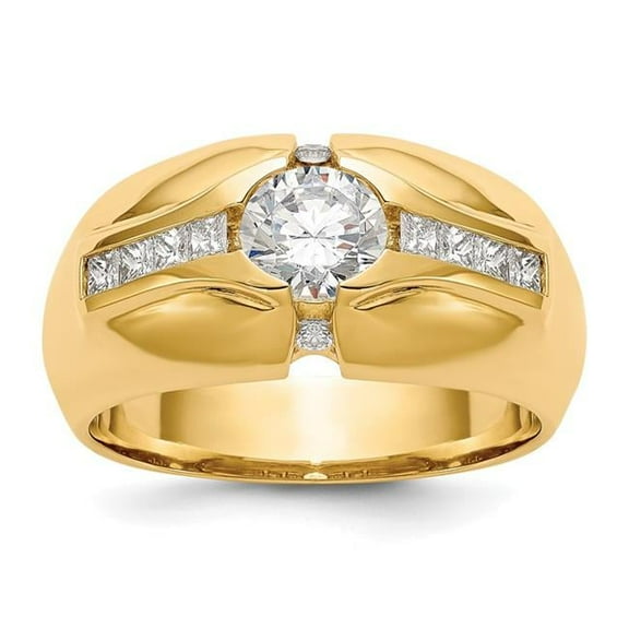 Finest Gold 14k Yellow Gold Diamond Mens Semi Mount Band Ring, Size 10