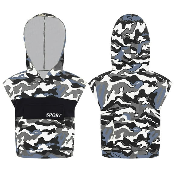 iiniim Débardeurs à Capuche pour Garçons Entraînement Culturisme Athlétique Sans Manches Camouflage Imprimé T-Shirt Gym Chandails à Capuchon Bleu Clair Gris 14