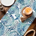 thumbnail image 3 of Blue Teal Coastal Table Runner 90 Inches, Summer Beach Nautical Starfish Shell Coral Bed Runner Dresser Scarves Tabletop for Indoor Outdoor Parties/Ceremony/Banquet, 13" x 90", 3 of 9