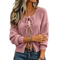thumbnail image 4 of QSXADF Women's Cardigan Sweaters Cropped Casual Ties Front Knit Tops, 4 of 6