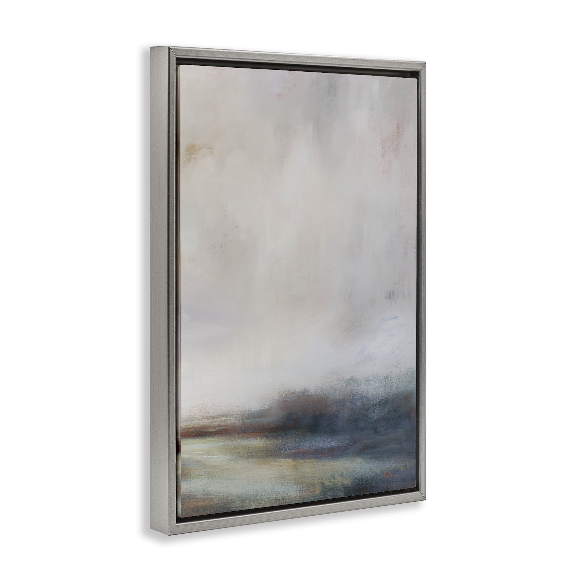 Stupell Industries Misty Grey Landscape Landscape & Nature Painting Gray Floater Framed Canvas Art Print Wall Art, 17 x 25