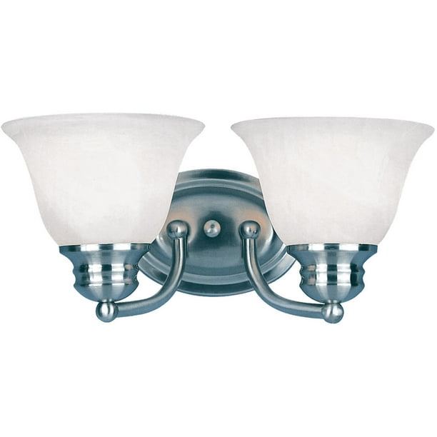 Bathroom Vanity 2 Light Bulb Fixture With Satin Nickel Finish Iron
