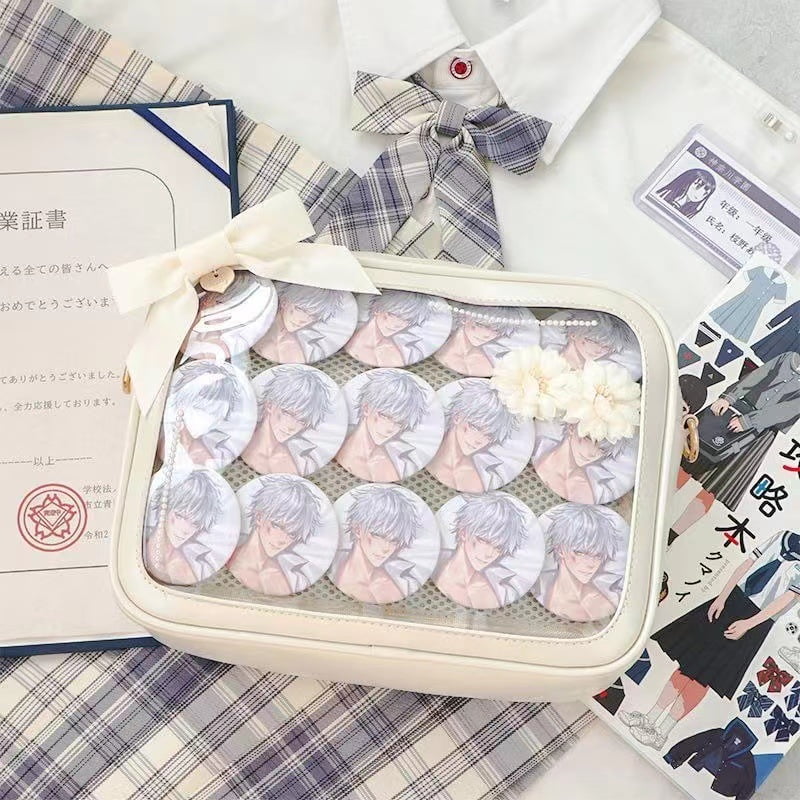 Baguery Cute Ita Bag - Multi-Purpose Crossbody/Messenger/Shoulder/Tote, Transparent Anime Pin Display, Premium PU Leather/PVC​