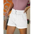 thumbnail image 3 of ONLYSHE Highwaisted Ripped Casual Denim Shorts with Button Fly and Frayed Hem, Blue (Women's), 3 of 6