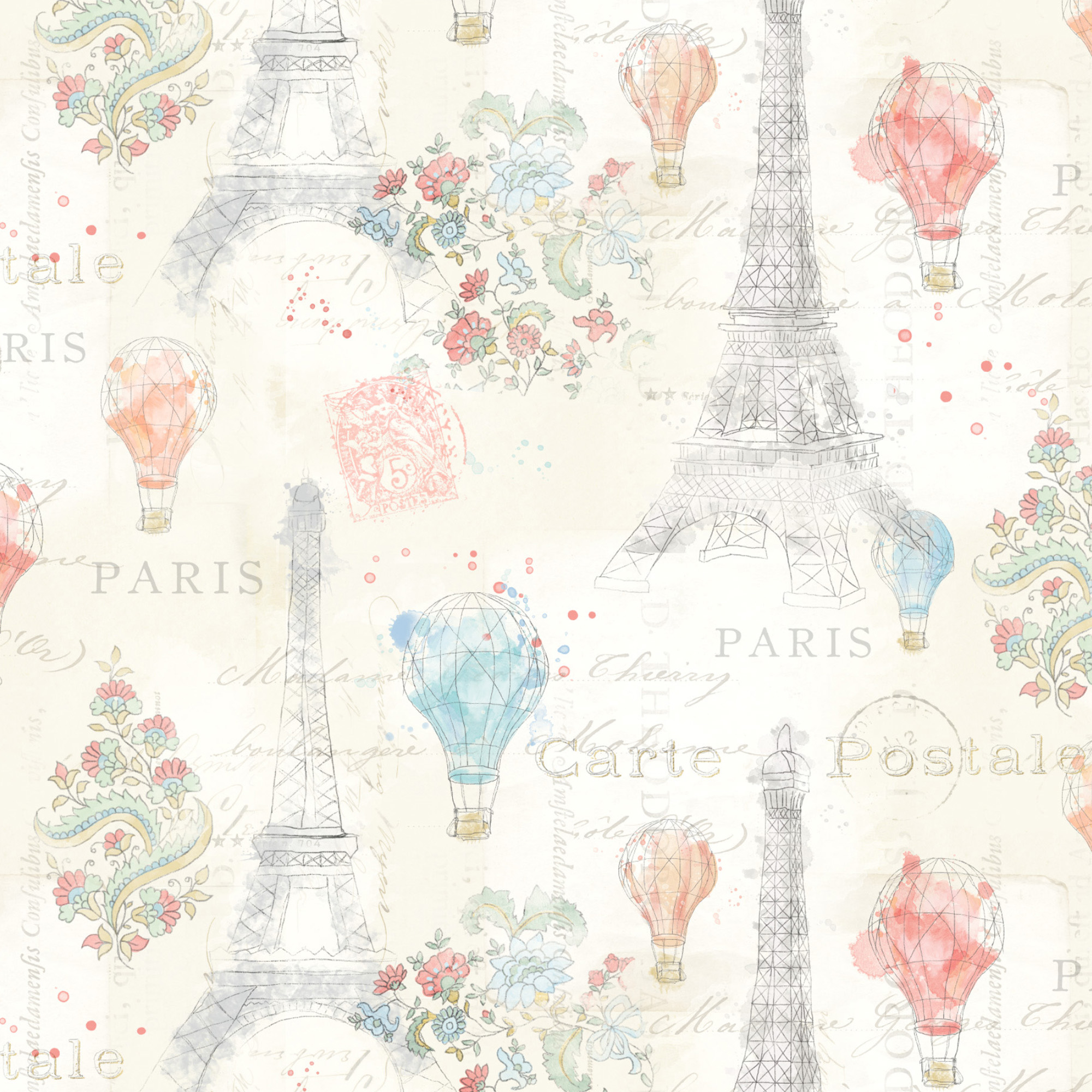 David Textiles Cotton Fabric Lighthearted in Paris Collection 44 Inches