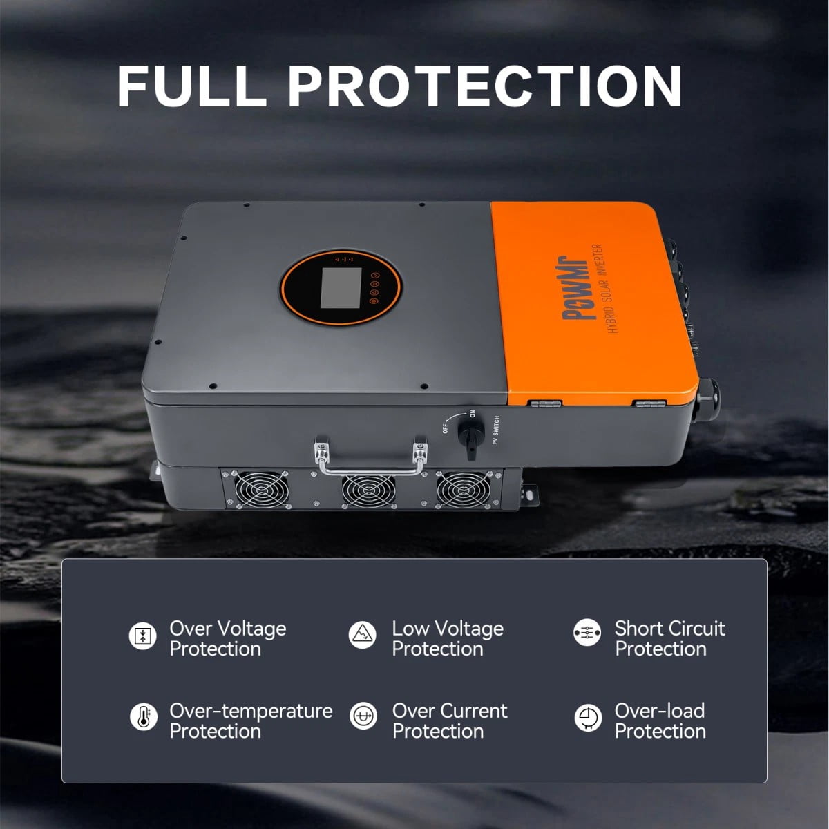 PowMr 12KW 48V Hybrid Solar Inverter 120/208/240V Split Phase ON/OFF Grid 200A MPPT Controller Max PV 450V For Flooded Lead-acid Sealed Gel Lithium Battery