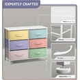 thumbnail image 4 of Songqin Dresser with 6 Drawers Fabric Storage Tower Organizer – Steel Frame, Wood Top, Easy Pull Bins for Bedroom, Closet, Hallway, Office-Pastel/White, 4 of 12