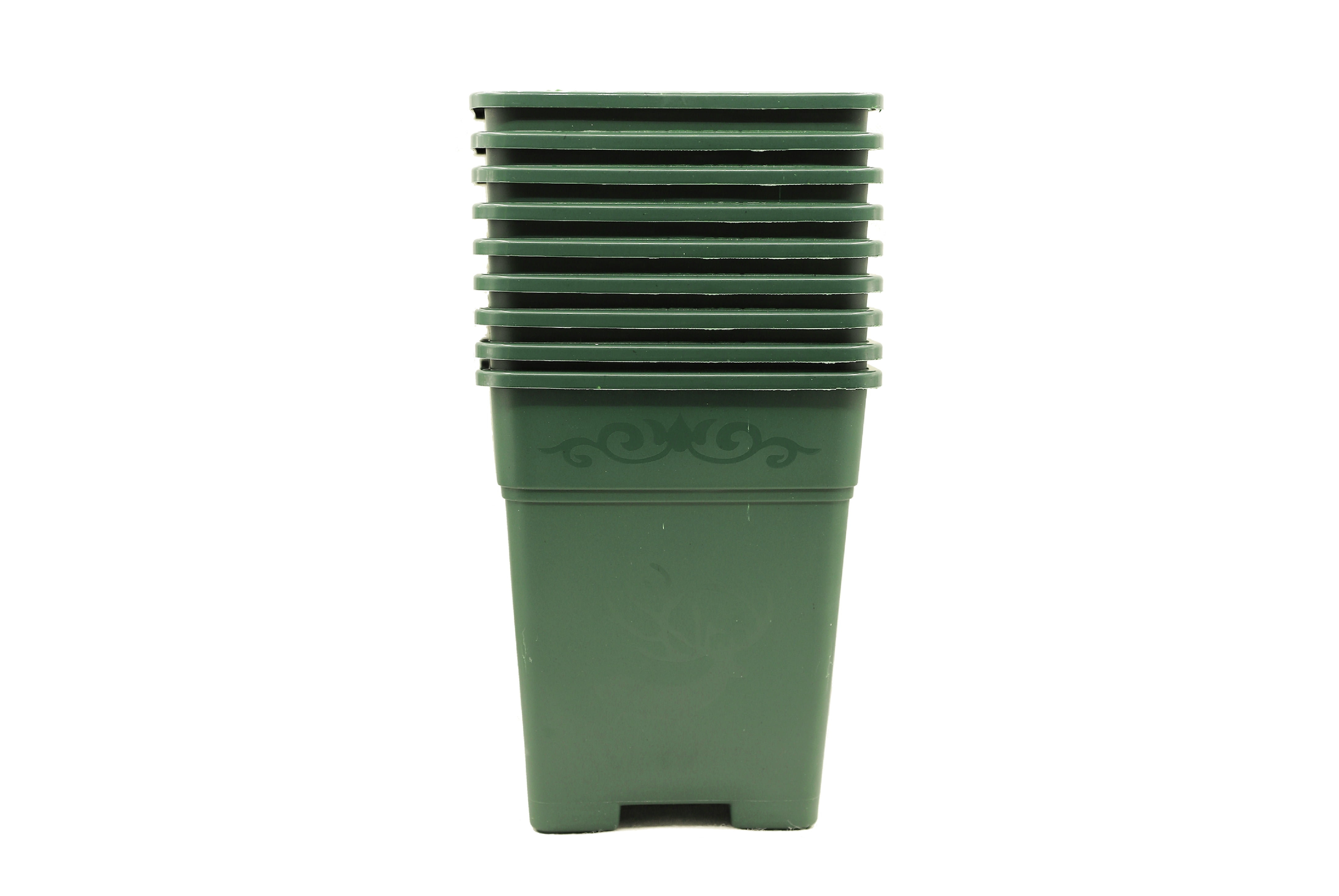 Cotta Planters 1.5 Gallon Square Nursery Pots 10-Pack Green 6.25 inch Plastic Planters Greenhouse supplies