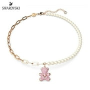 FINEYDOG Swarovski Gift from pearl bear necklace to girlfriend (Pink)