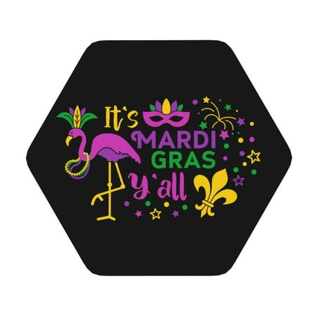 

Cauagu Mardi Gras with Flamingo for Round Coaster Drink Coasters Set of 4 Leather Bar Beer Beverage Cup Mat for Drinks for Tabletop Protection & Coffee Table Decor