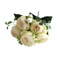 thumbnail image 2 of CoudarTitie Artificial Faux Rose Bouquet, Elegant 5 Flower Heads Artificial Roses for Indoor White Green, 2 of 9
