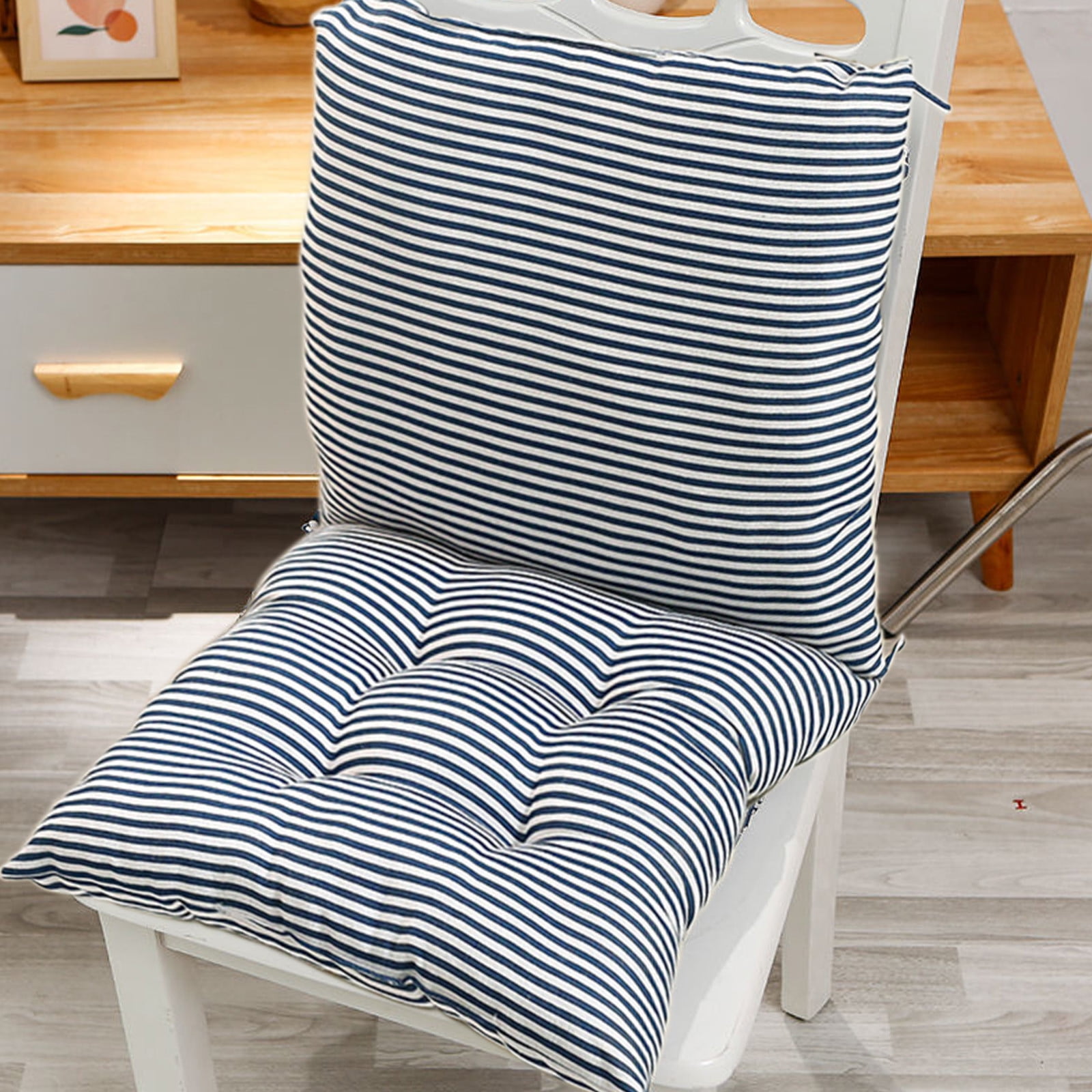 potrochi Outdoor Chair Cushion, Indoor/Outdoor Solid Back 1 Piece Square Corner Chair Cushion with Ties, Deep Seat, Weather, and Fade Resistant, Chair Cushions for Dining Chairs