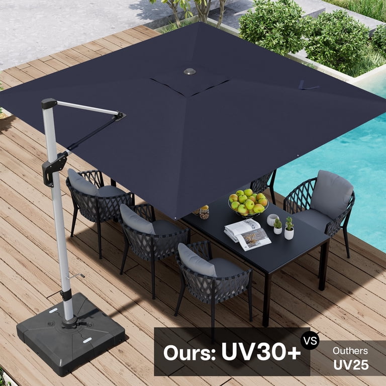 cantilever patio umbrella 9 ft Deconk 9' X 12' with LED Lights Outdoor Umbrellas or retractable canopies are essential for a complete outdoor space PURPLE LEAF 9-ft Aluminum Beige