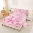 thumbnail image 2 of Manfei Letter A Initial Full Size Sheets For Kids,Pink Plaid Bow Bed Sheets For Girls,4pcs, 2 of 6