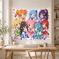thumbnail image 5 of Eight Chibi Girls with Pastel Stars on Light Background, Energetic Japanese Inspired for Anime Fans, Cute Group Portrait Art, Birthday Gift Tapestry Wall Hanging for Bedroom and Dorm, 5 of 7