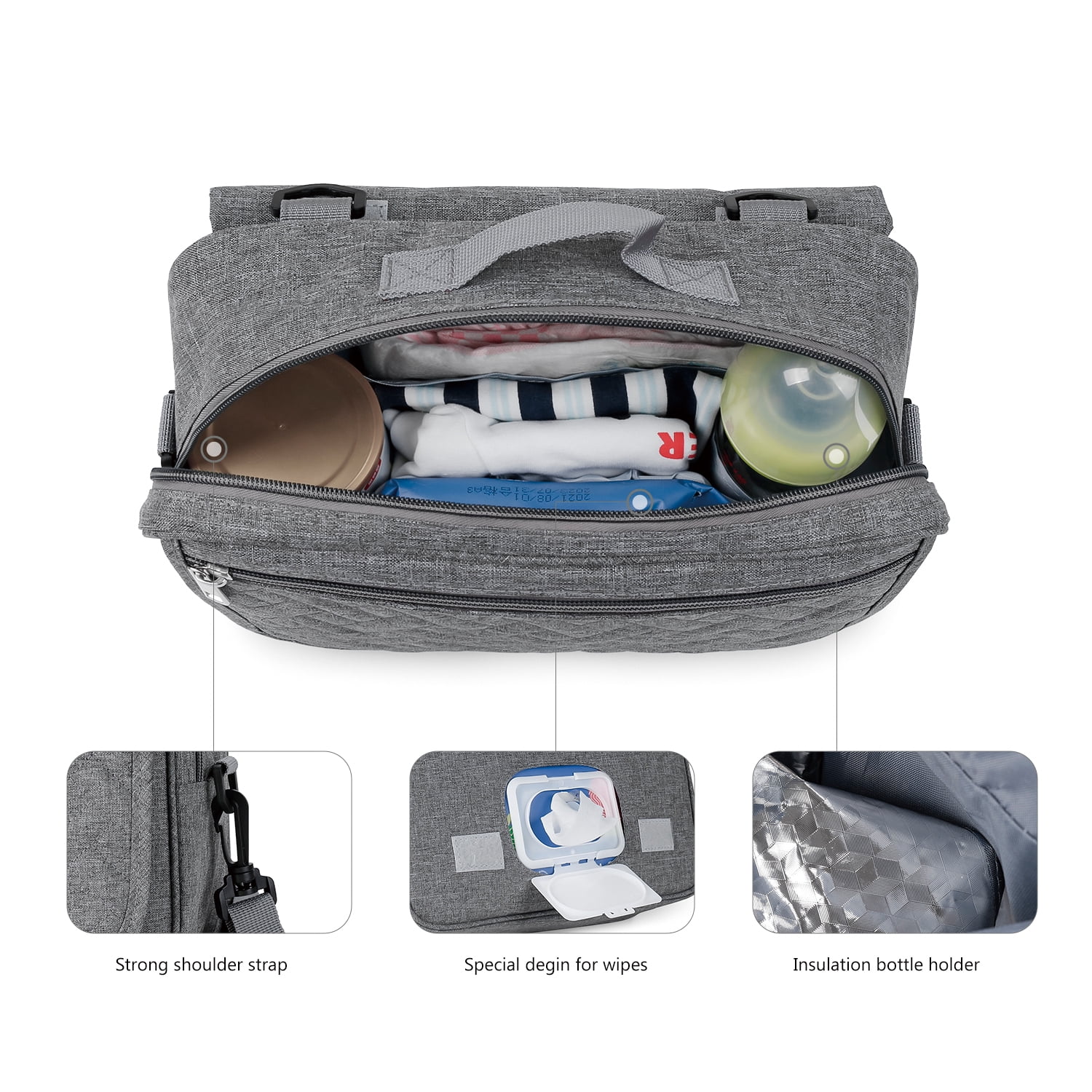 Baby Diaper Caddy Bag with Changing Pad - Changing Bag Baby Stroller Bag for Diapers, Wipes & Toys