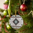 thumbnail image 4 of Vintage Aztec Boho Tribal Pattern Christmas Ceramic Ornament 2025,3" Round Xmas Tree Hanging Accessories with Gold Ribbon, 4 of 5