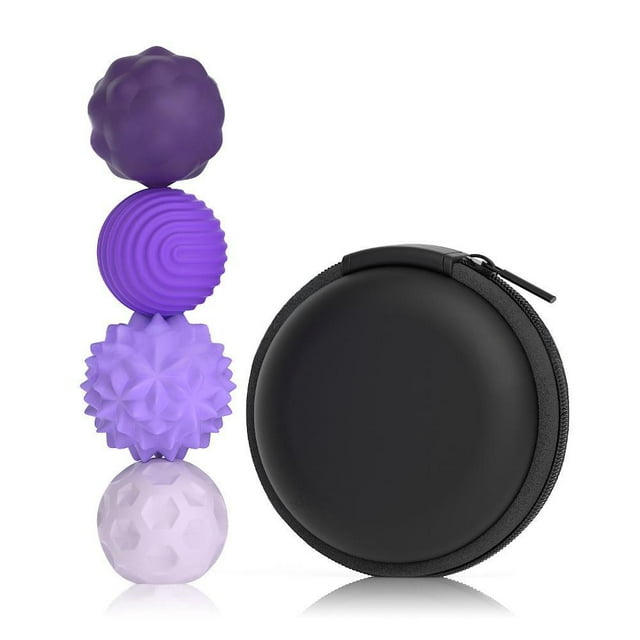 Large Magnetic Sensory Fidget Ball Toy, 4Pcs Silicone Sensory Stress Relief Toys for Adults, Teens with Autism, ADHD, Anxiety, Stocking Stuffers for Women Men Teen Gift- Large purple