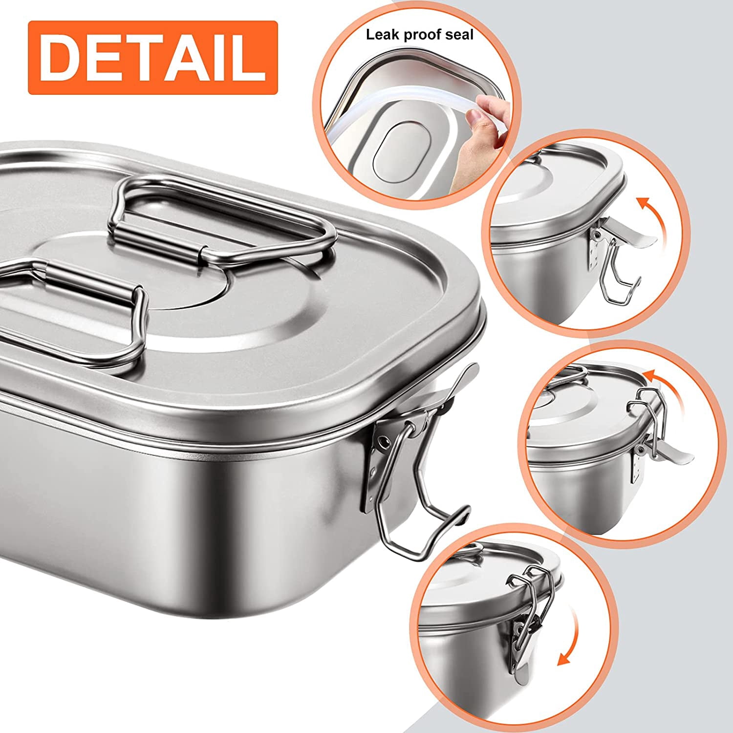 2 Pieces Metal Bento Box for Adults Metal Lunch Box Stainless Steel Bento Containers Leakproof Dual Tiers Lunch Container With Airtight Valve Handle Dishwasher Safe
