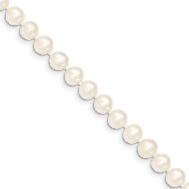Collier de Perles Rondes de Culture en Or Jaune 14K 6-7mm Blanc FW 20 Pouces