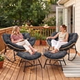 thumbnail image 2 of RADIATA Oversized Outdoor Papasan Rocking Chair with Ottoman Set of 2, Indoor Outdoor Heavy Duty Wicker Patio Egg Rocking Chair with 5.1 Cushion, 450lbs Capacity, Gray, 2 of 10