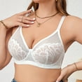 thumbnail image 5 of HOMBOM Wireless Bras for Women Plus Size Bralette Basic Minimizer Brassiere Breathable Lace White Spaghetti Straps Bras 50E, 5 of 7
