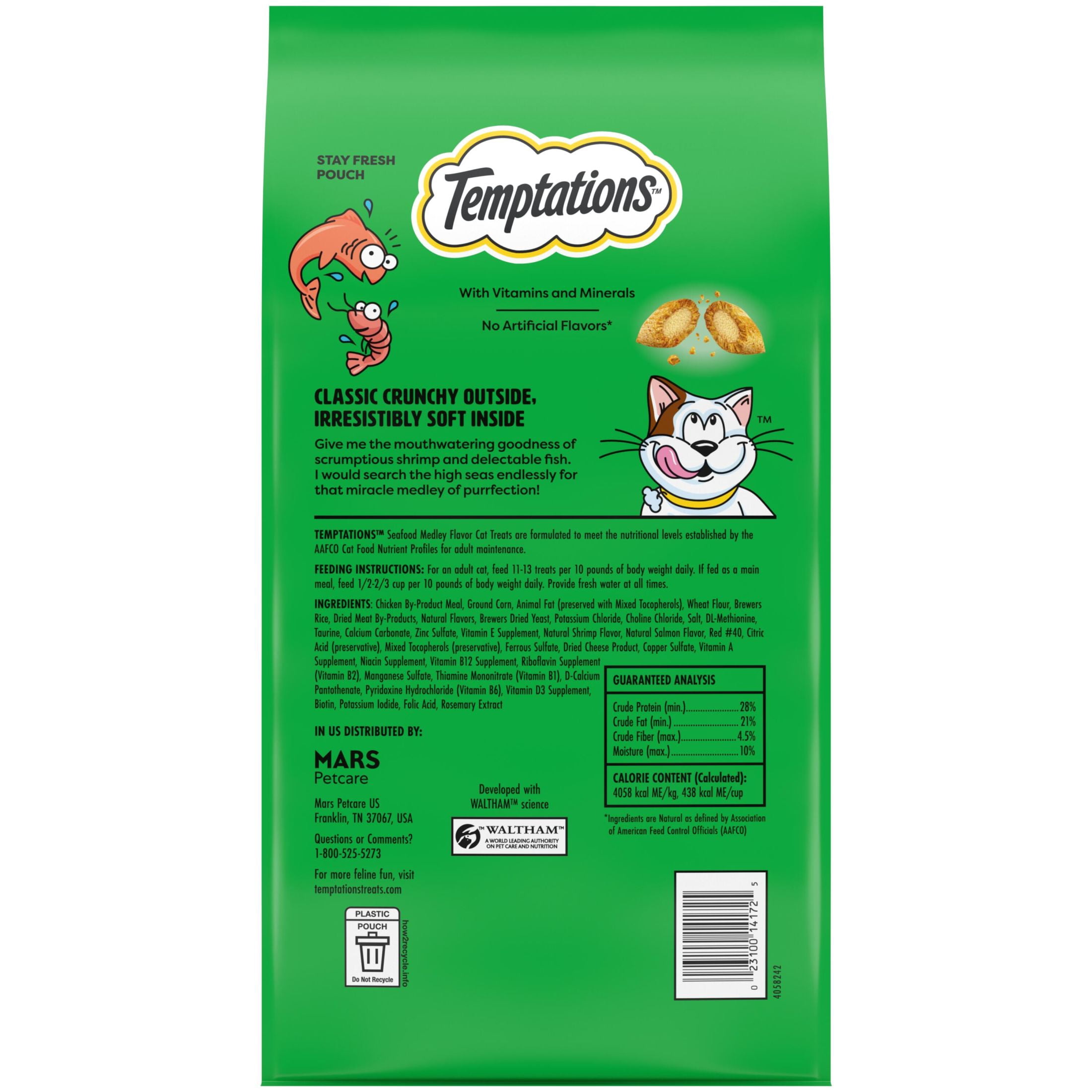 (2 pack) Temptations Classic Seafood Medley Flavor Crunchy And Soft Treats For Cats, 48 Oz Pouch