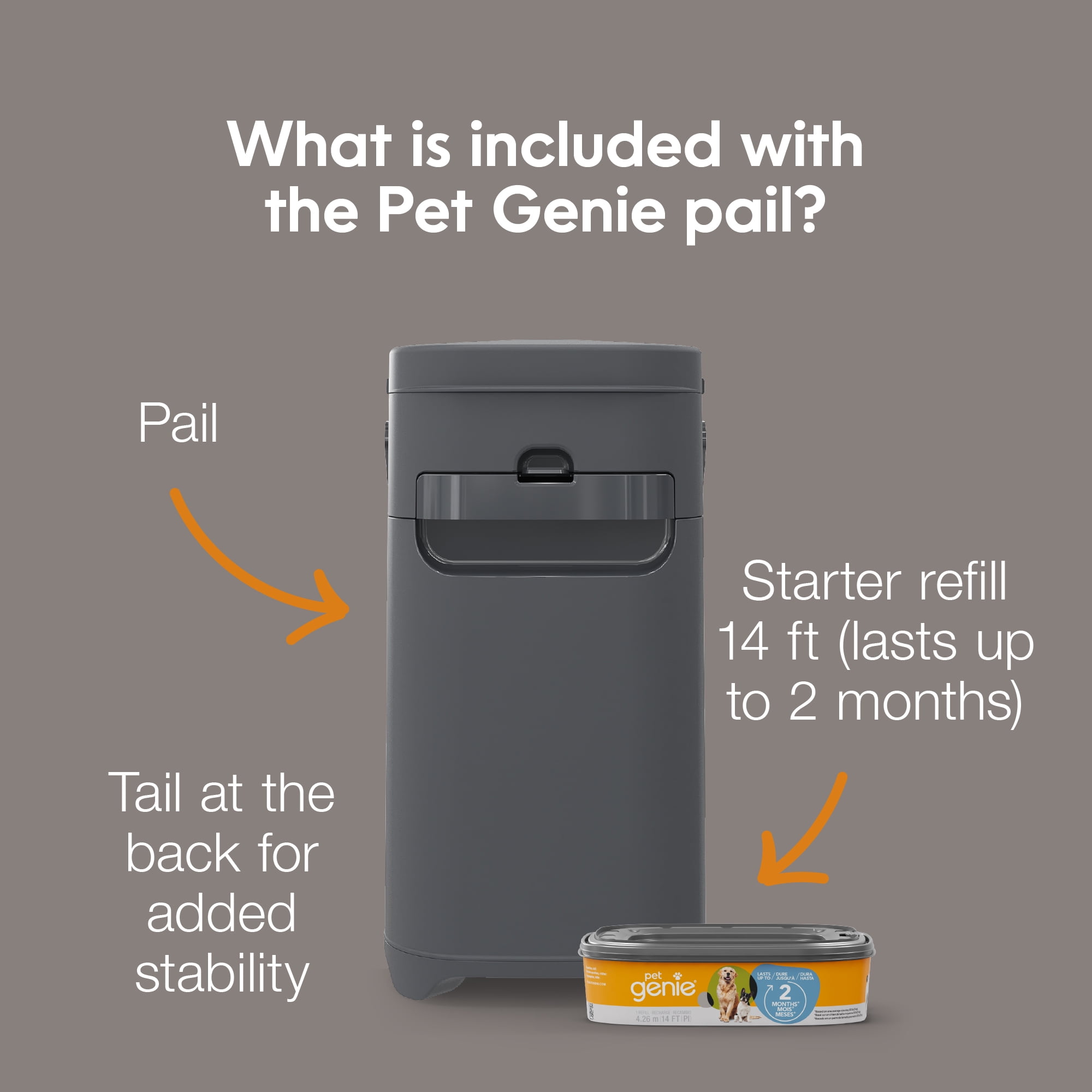 Pet Genie Dog Waste Disposal System, Gray, up to 2 Month Refill Included
