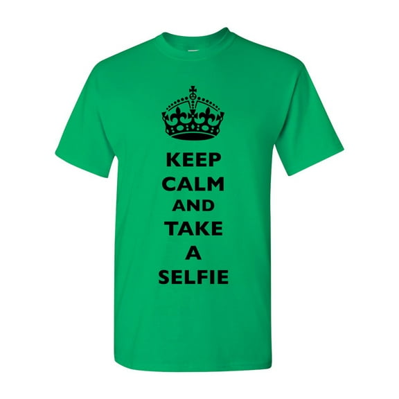 Keep Calm And Take A Selfie Crown King Camera Funny DT Adult T-Shirt Tee
