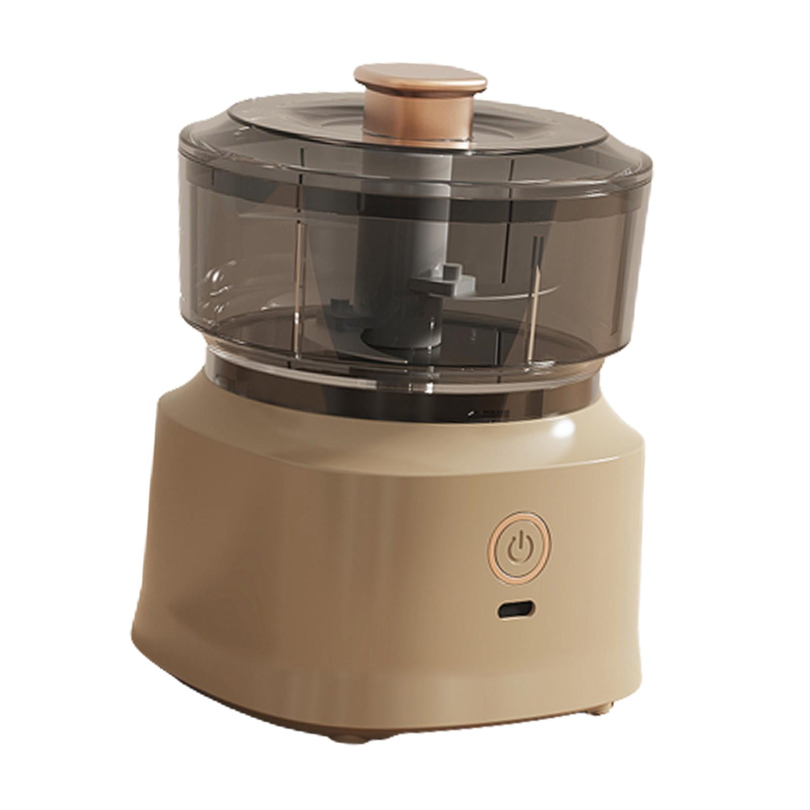 Electric Garlic Chopper Meat Mincer 350ml Detachable Visible Kitchen Gadget Chili Pepper Shredder Mixers for Food Ginger Chili Tomato Spice light coffee color