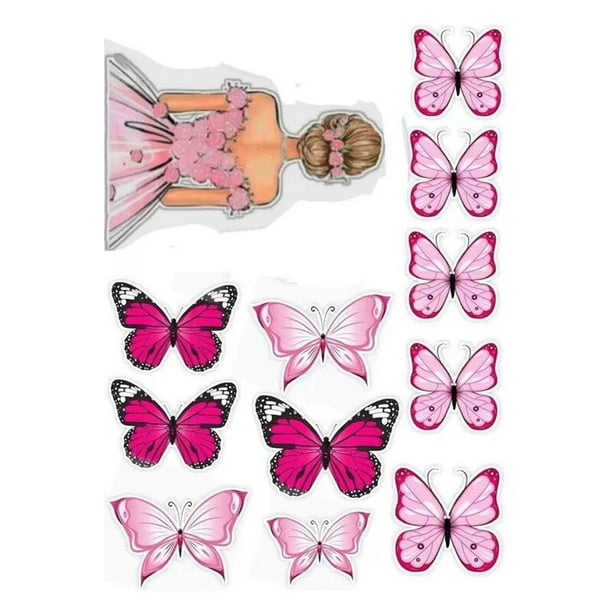 Decoración de Pastel de feliz cumpleaños para niña, hermosa mariposa trasera, decoración de pastel para el día de la madre, suministros para fiestas