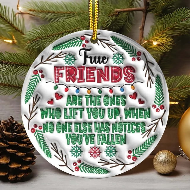 Xihbxyly Colgante Acrílico Navideño, Diseño Redondo con Textura Cóncava, Cuerda Dorada Duradera, Decoración Navideña Multiusos, Adorno para Árbol, Decoración Del Hogar, Tamaño 8 X 8 Cm