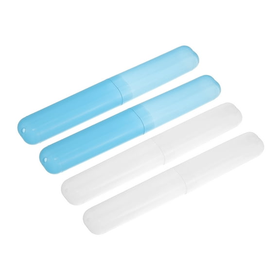 Vocoste 4 Pcs Plastic Lightweight Traveling Toothbrush Holders Case for Travel Business 7.48"x1.06" White Blue