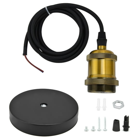 Retro Pendant Light Cord Kit Gold Hanging Plug In Lamp Socket Kit for DIY Light Fixtures