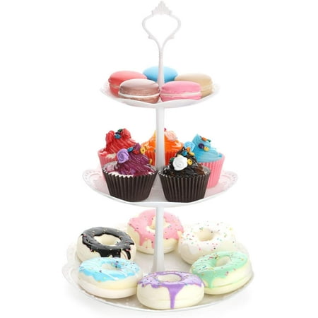 Wgthhk 3-Tier Plastic Cake Stand, Tea Candy Fruit Desserts Buffet Snack ...