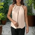 thumbnail image 5 of HAOTAGS Women's Satin Vest Tops,Sleeveless Back Button Solid Lightweight Summer Tops Khaki XS, 5 of 9