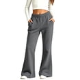 thumbnail image 2 of yillto Girls Fleece Sweatpants Elastic Waist Loose Wide Leg Pants Kids Fall Winter Casual Pant with Pockets, 2 of 7