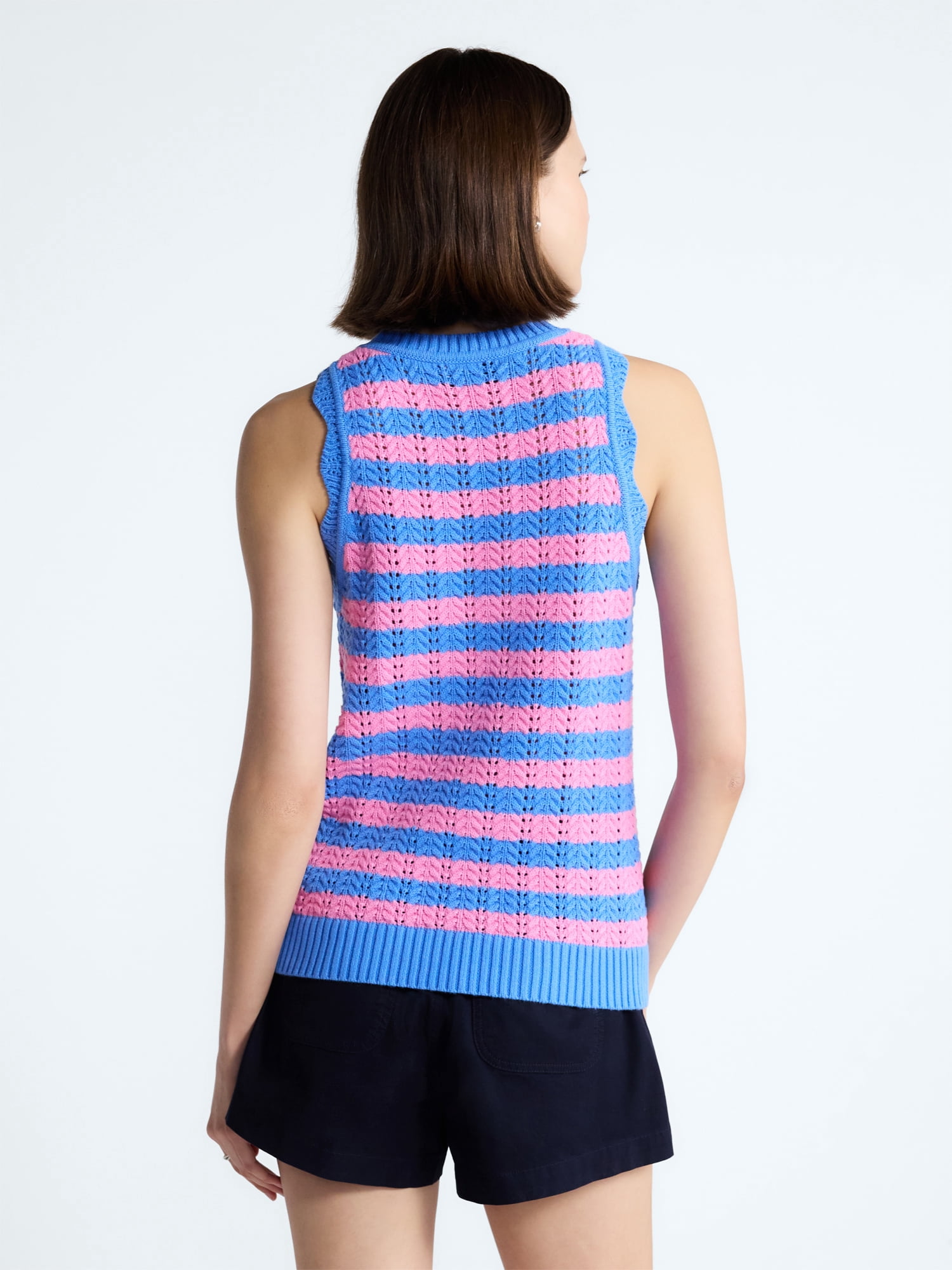 Free Assembly Women's Crochet Cotton Racerback Tank Top, Lightweight, Sizes XS-XXL