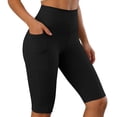 thumbnail image 2 of Juesizh Womens Leggings Solid Color Pockets Half Yoga Pants Athletic Casual High Waist Tummy Control Workout Leggings, S-2XL, 2 of 7