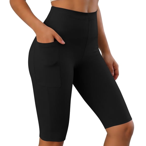 Fmbrln Womens Gym Yoga Shorts Comfy Biker Shorts Soft Stretchy Workout Running Shorts with Pockets