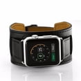 thumbnail image 3 of ALMNVO Genuine Leather Cuff Bracelet Compatible with Apple Watch Bands 44mm 45mm 40mm 41mm 38mm 42mm 49mm Men Women, Leather Wristband Accessories for iWatch Series 9 8 7 6 5 4 3 2 1 Ultra, 3 of 7