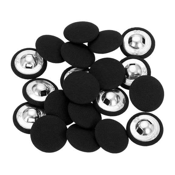 Uxcell 20Pack Fabric Cloth Covered Button, 20mm 32L Metal Shank Round Sewing Buttons Fabric Covered Button for Coat Dress Sweater Hats Crafts Making, Black