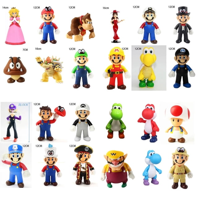 Muñecas de dibujos animados de Super Mario Bros, figuras de Anime, Luigi, Yoshi, Mario, modelo creativo coleccionable, juguetes para niños, regalo de cumpleaños