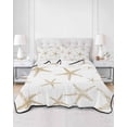 thumbnail image 2 of Quilts Full Size Bedding Set, Coastal Starfish Lightweight Quilted Comforter, Summer Beach Nautical Ocean Sea Soft Reversible Bedspread Coverlet with Pillow Covers for All Season, 78" x 90", 2 of 7